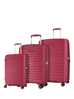 Rock Palma 4-Wheel Suitcase Set, 3 Piece, Burgundy