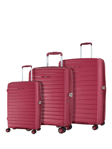 Rock Palma 4-Wheel Suitcase Set, 3 Piece, Burgundy