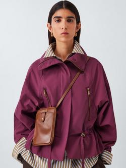 John Lewis Leather Crossbody Phone Bag - view 2, Tan