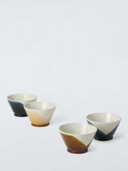 John Lewis Dipped Glaze Stoneware Bowls, Set of 4, 12cm, Multi, Multi