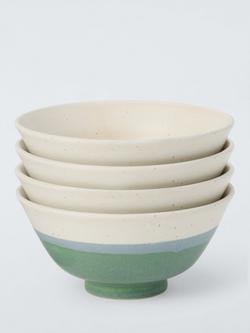 John Lewis Horizon Dipped Glaze Stoneware Bowls, Set of 4, 12cm, Multi - view 2, Multi