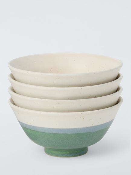 John Lewis Horizon Dipped Glaze Stoneware Bowls, Set of 4, 12cm, Multi - view 2, Multi
