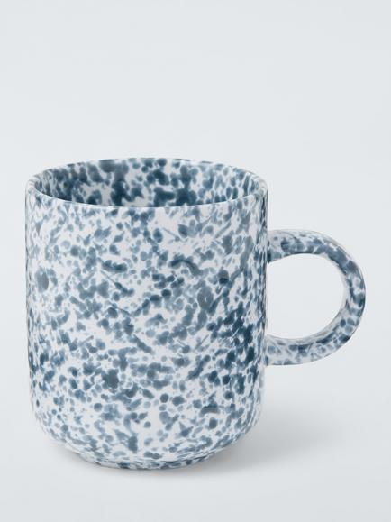 John Lewis Splattered Stoneware Mug, 285ml, Blue, 