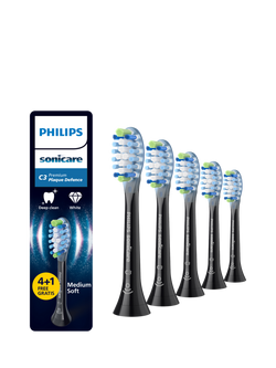 Sonicare HX9045/88 C3 Premium Plaque Defence Replacement Toothbrush Heads, Pack of 5, Black, Black