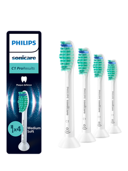 Sonicare HX6014/87 C1 ProResults Replacement Toothbrush Heads, Pack of 4, White, White
