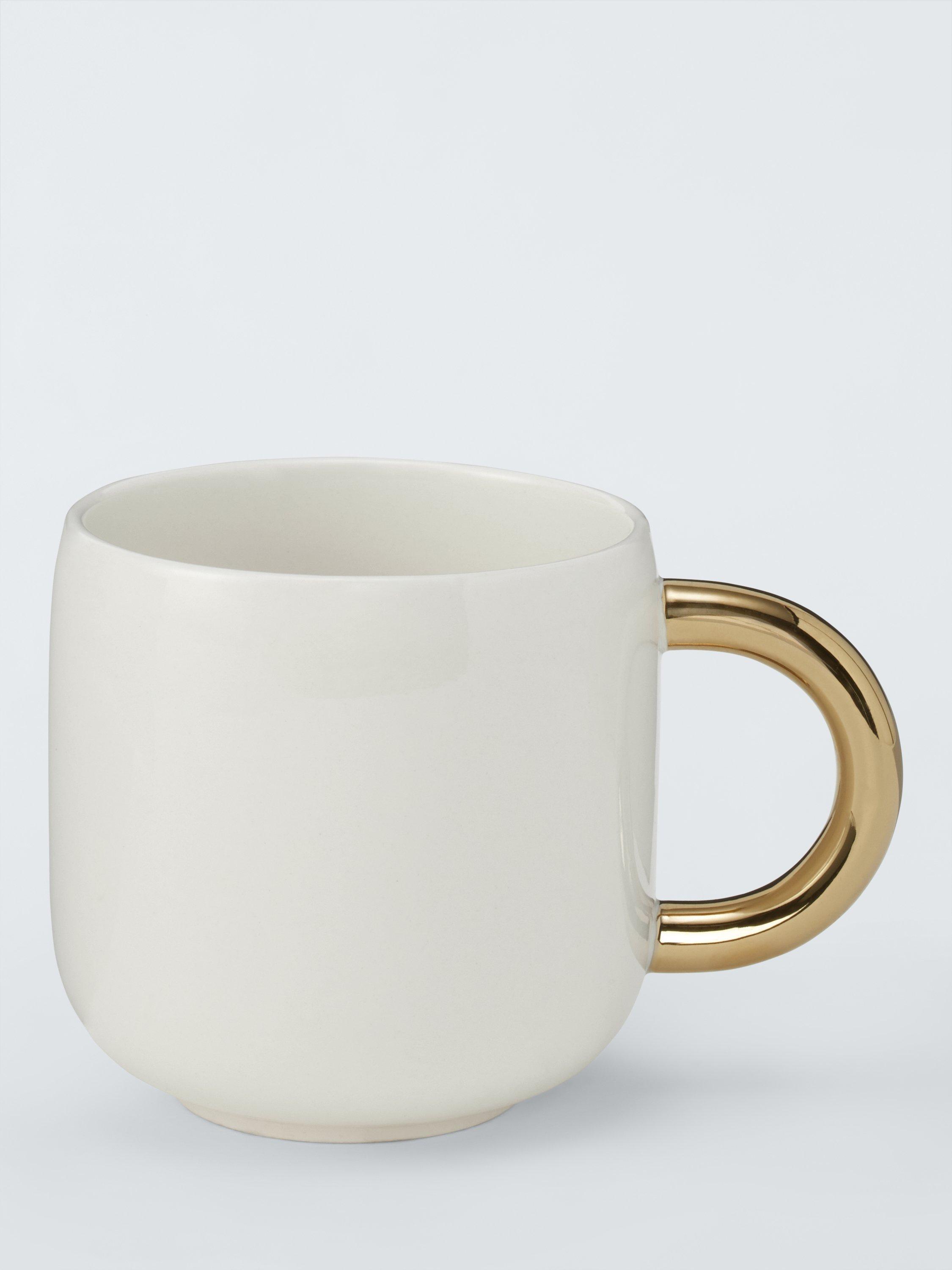 John Lewis Colour Handle Fine China Mug, 380ml, Gold