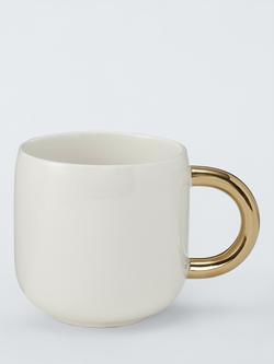 John Lewis Colour Handle Fine China Mug, 380ml, Gold, 
