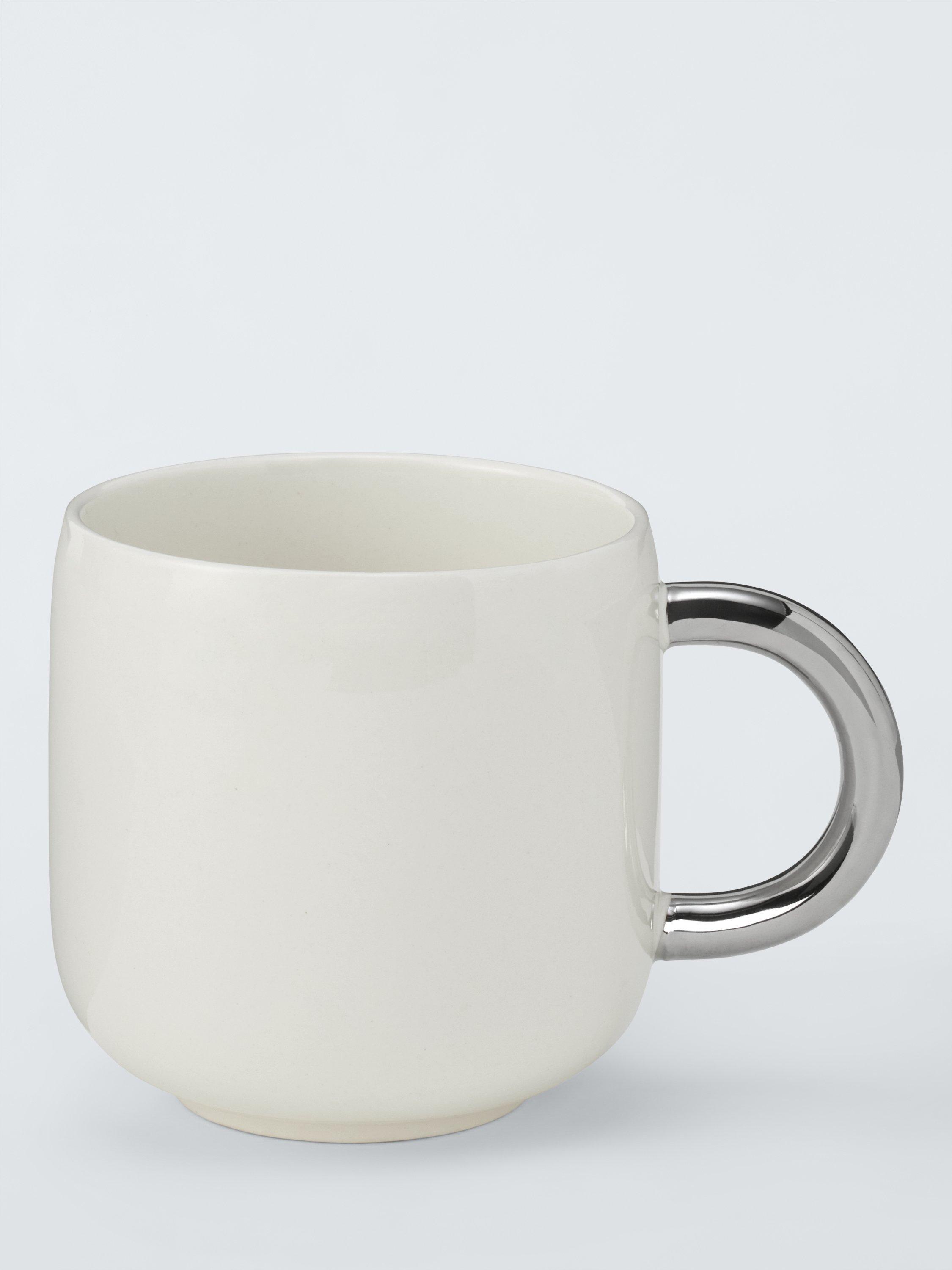 John Lewis Colour Handle Fine China Mug, 380ml, Silver