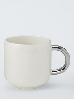 John Lewis Colour Handle Fine China Mug, 380ml, Silver, 