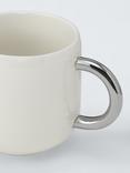 John Lewis Colour Handle Fine China Mug, 380ml, Silver