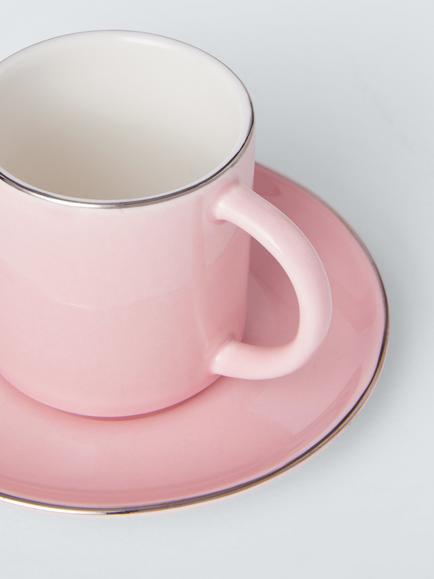 John Lewis Fine China Espresso Cup & Saucer, Set of 2, 110ml, Pink - view 2, 