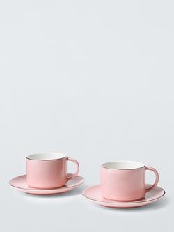 John Lewis Fine China Cup & Saucer, 245ml, Pink, 