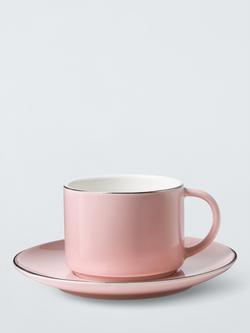 John Lewis Fine China Cup & Saucer, 245ml, Pink - view 2, 