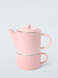 John Lewis Fine China Teapot & Mug Tea for One Set, 350ml, Pink
