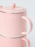 John Lewis Fine China Teapot & Mug Tea for One Set, 350ml, Pink