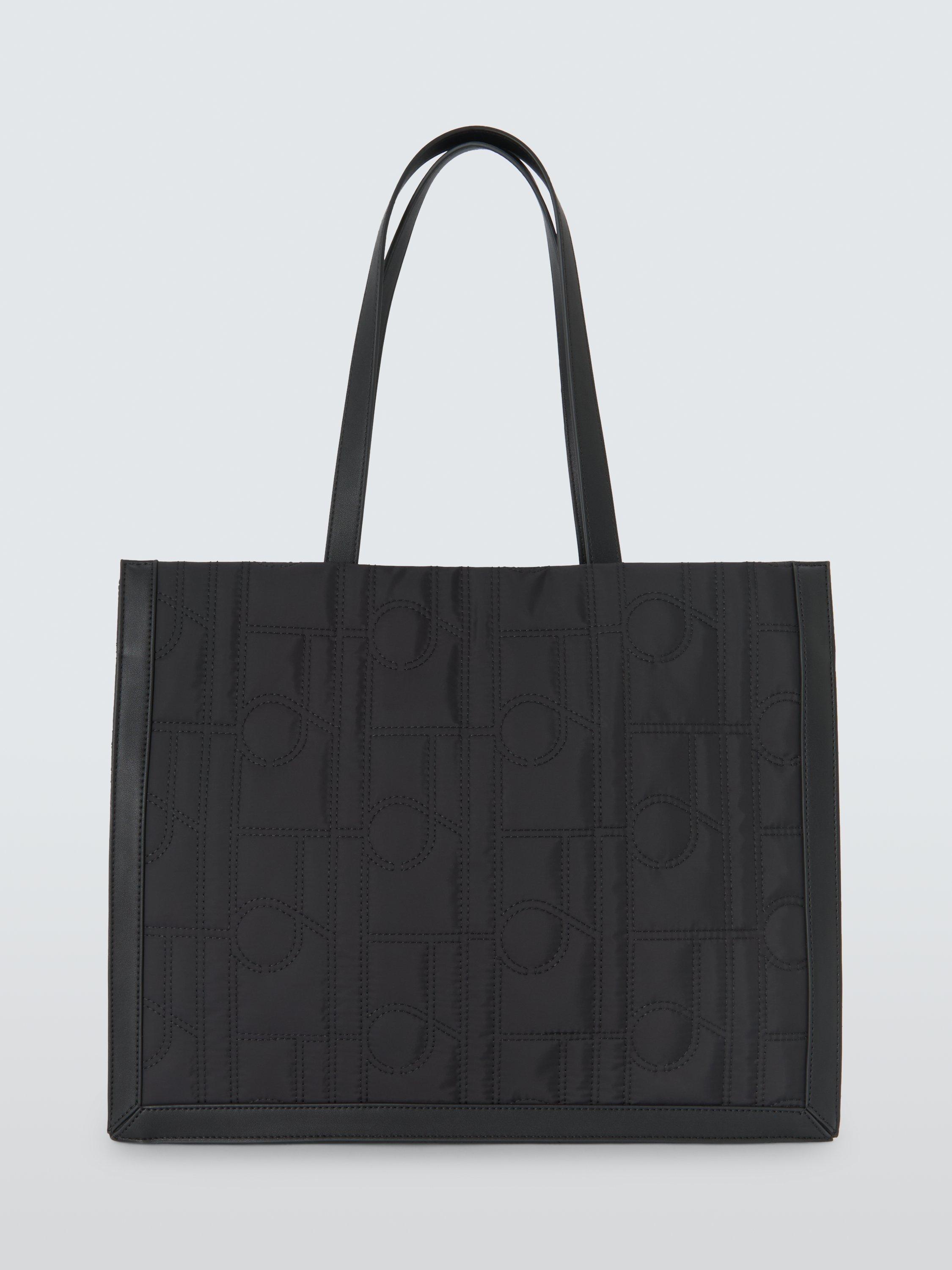 Product image 1 of 6, which shows John Lewis Quilted Logo Tote Bag, Black