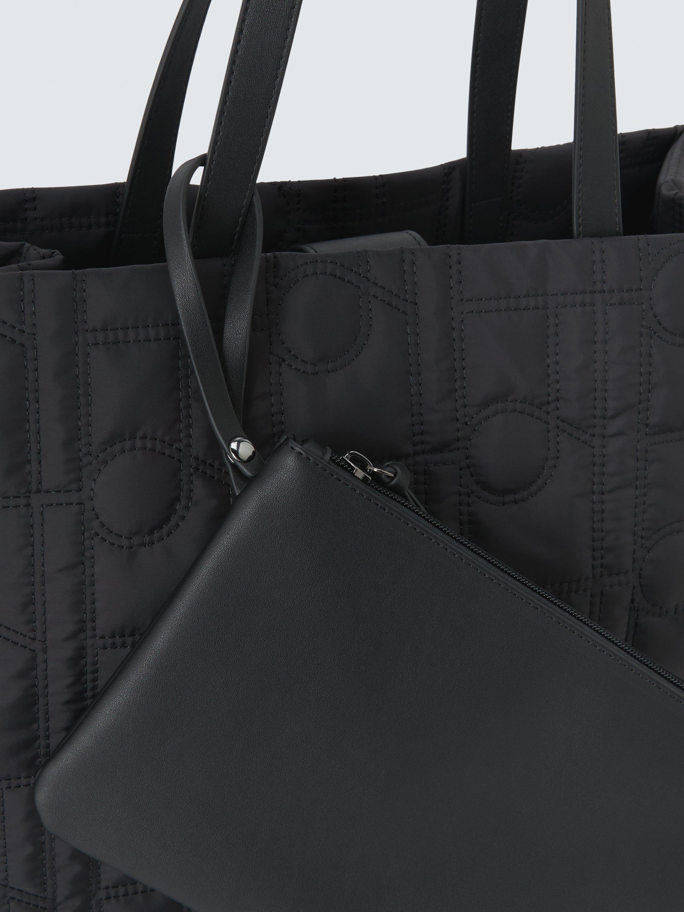 Product image 5 of 6, which shows John Lewis Quilted Logo Tote Bag, Black