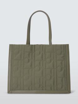 John Lewis Quilted Logo Tote Bag, Khaki, Khaki
