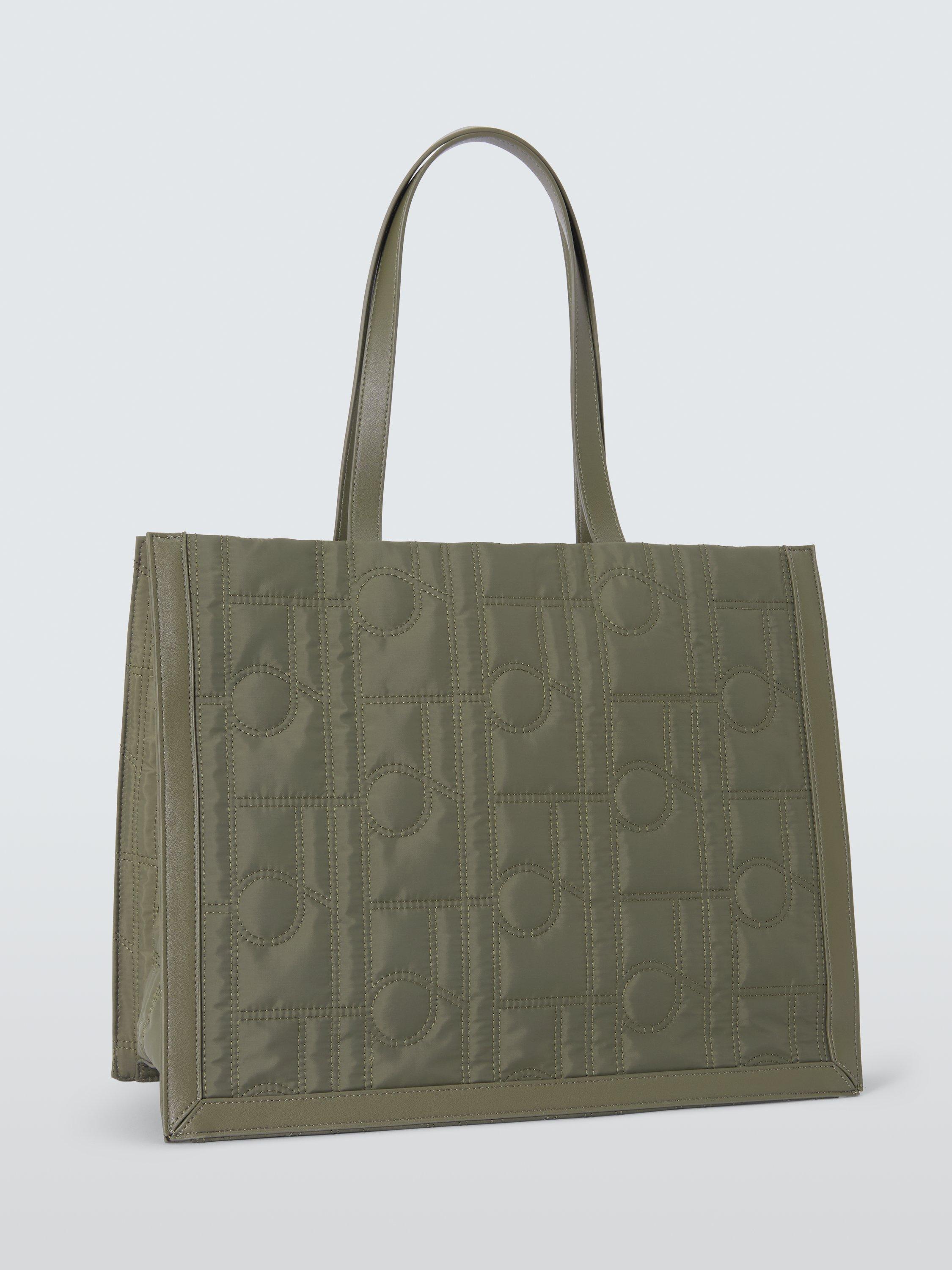 Product image 4 of 6, which shows John Lewis Quilted Logo Tote Bag, Khaki