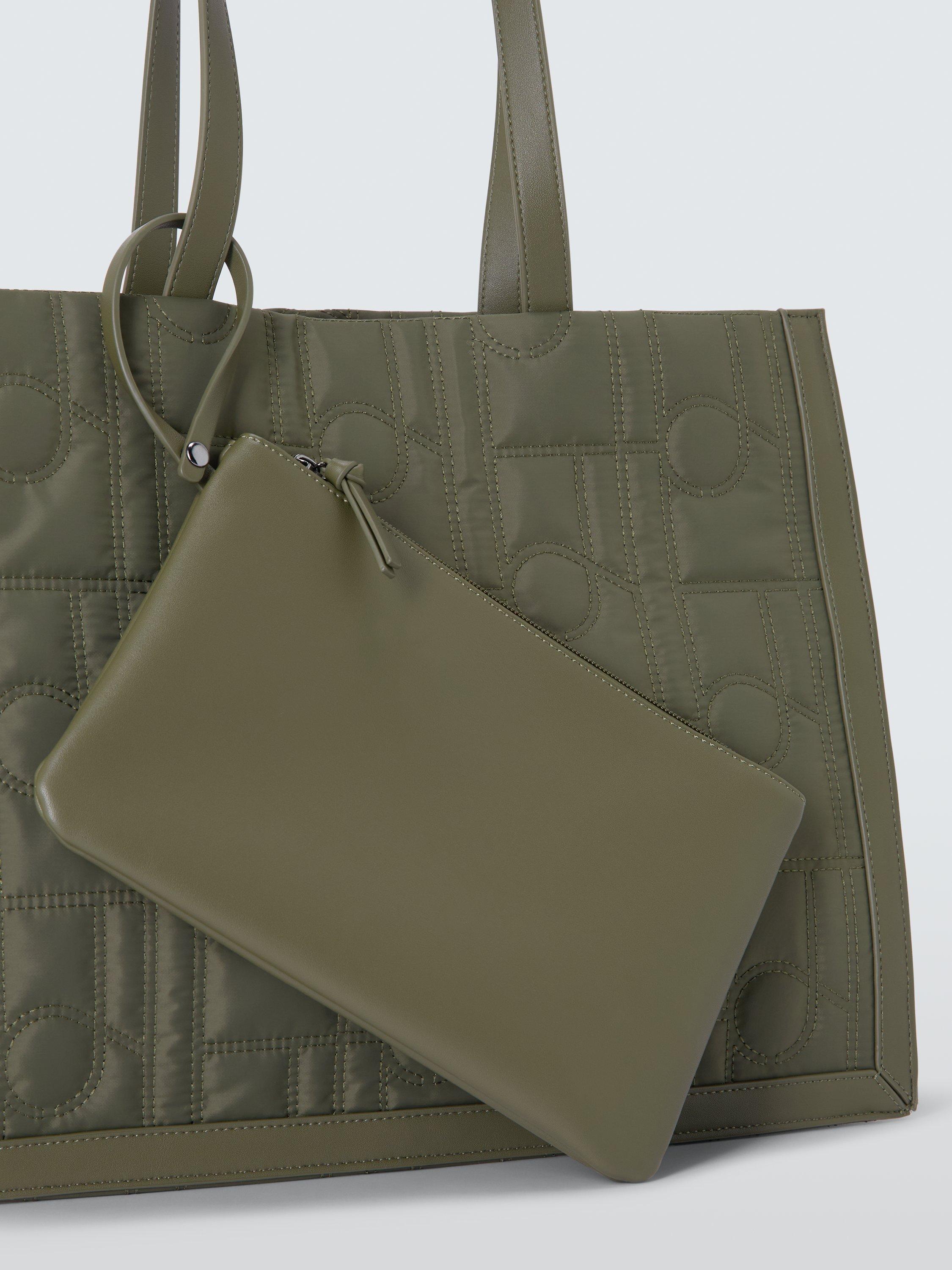 Product image 6 of 6, which shows John Lewis Quilted Logo Tote Bag, Khaki