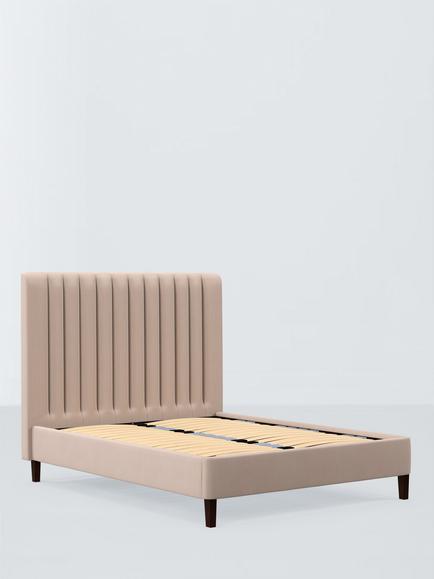 John Lewis Fleur Upholstered Bed Frame, Double, Cotton Effect Pink