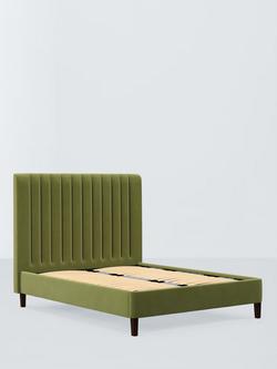 John Lewis Fleur Upholstered Bed Frame, Super King Size, Deep Velvet Olive