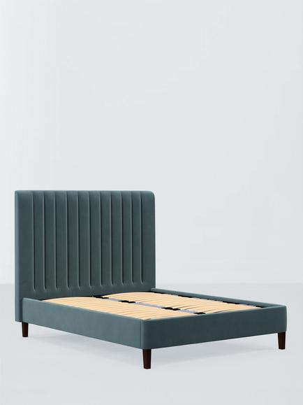 John Lewis Fleur Upholstered Bed Frame, Super King Size, Deep Velvet Petrol