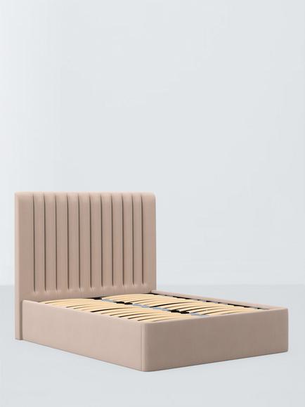 John Lewis Fleur Ottoman Storage Upholstered Bed Frame, Double, Cotton Effect Pink