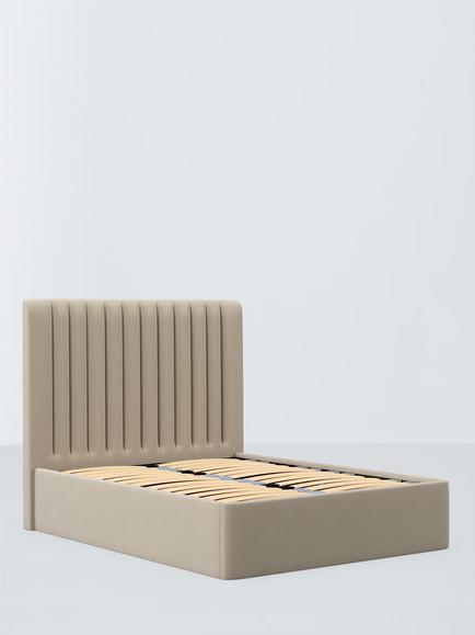 John Lewis Fleur Ottoman Storage Upholstered Bed Frame, King Size, Brushed Tweed Beige