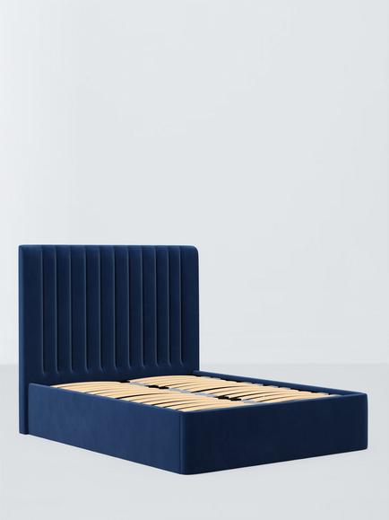 John Lewis Fleur Ottoman Storage Upholstered Bed Frame, King Size, Deep Velvet Royal Blue