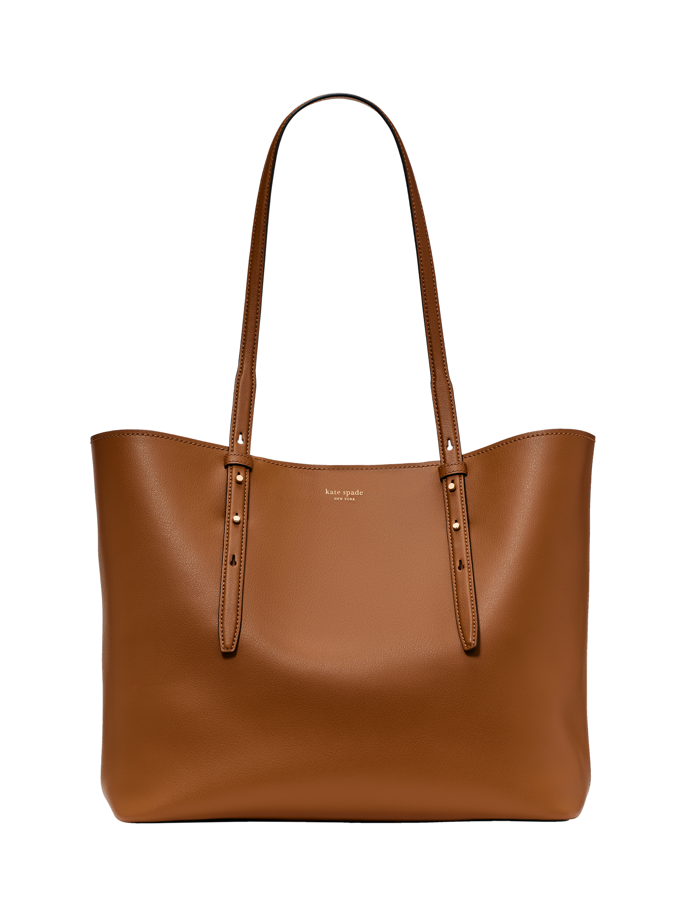 Product image 1 of 4, which shows kate spade new york Large Fine Grain Leather Tote Bag, Tan