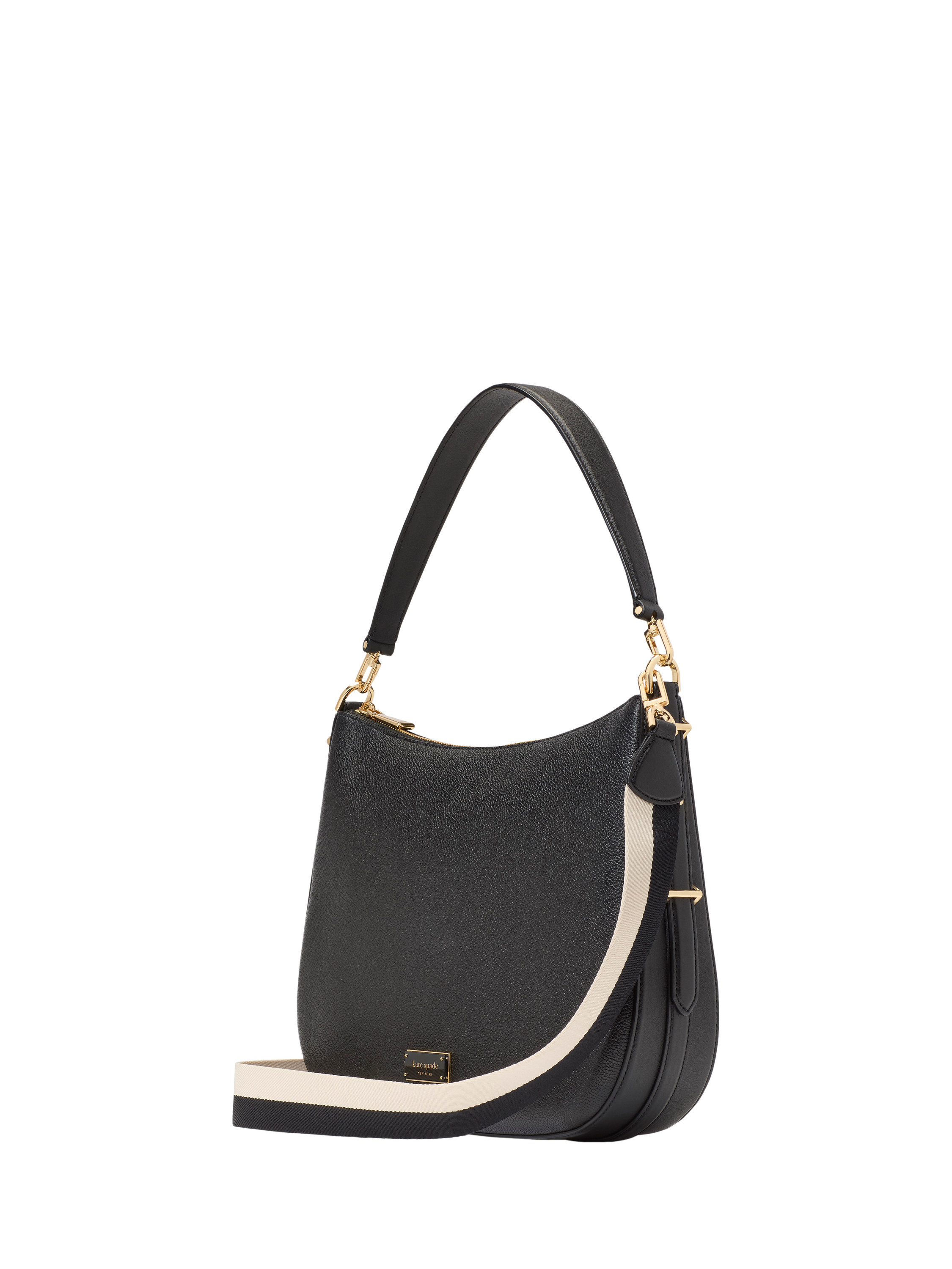 Product image 3 of 5, which shows kate spade new york Liv Pebble Leather Large Hobo Bag, Black