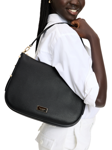 kate spade new york Liv Pebble Leather Large Hobo Bag - view 2, Black