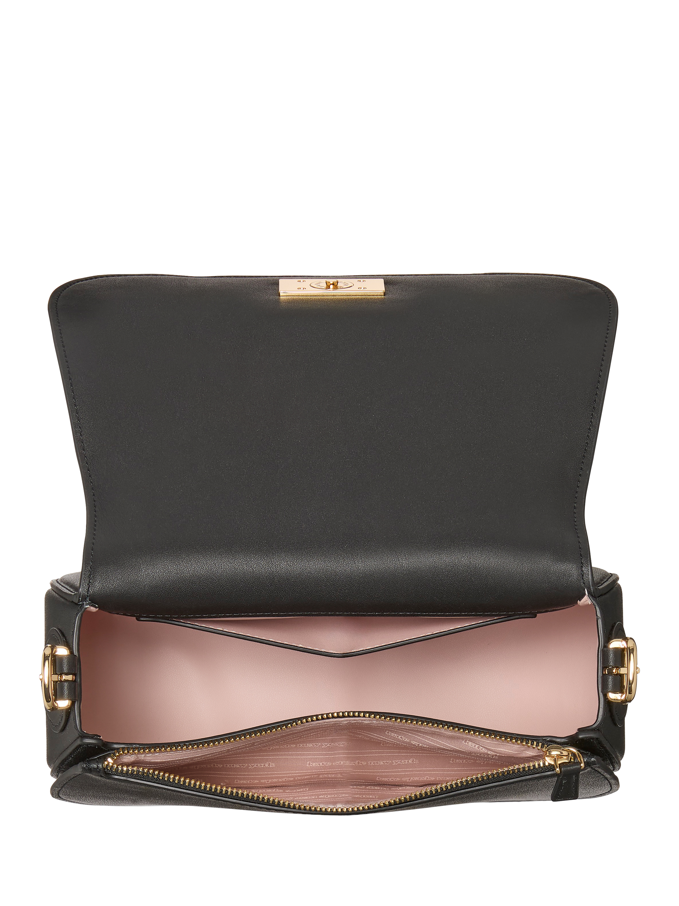 Product image 3 of 4, which shows kate spade new york Nouveau Crossbody Leather Saddle Bag, Black