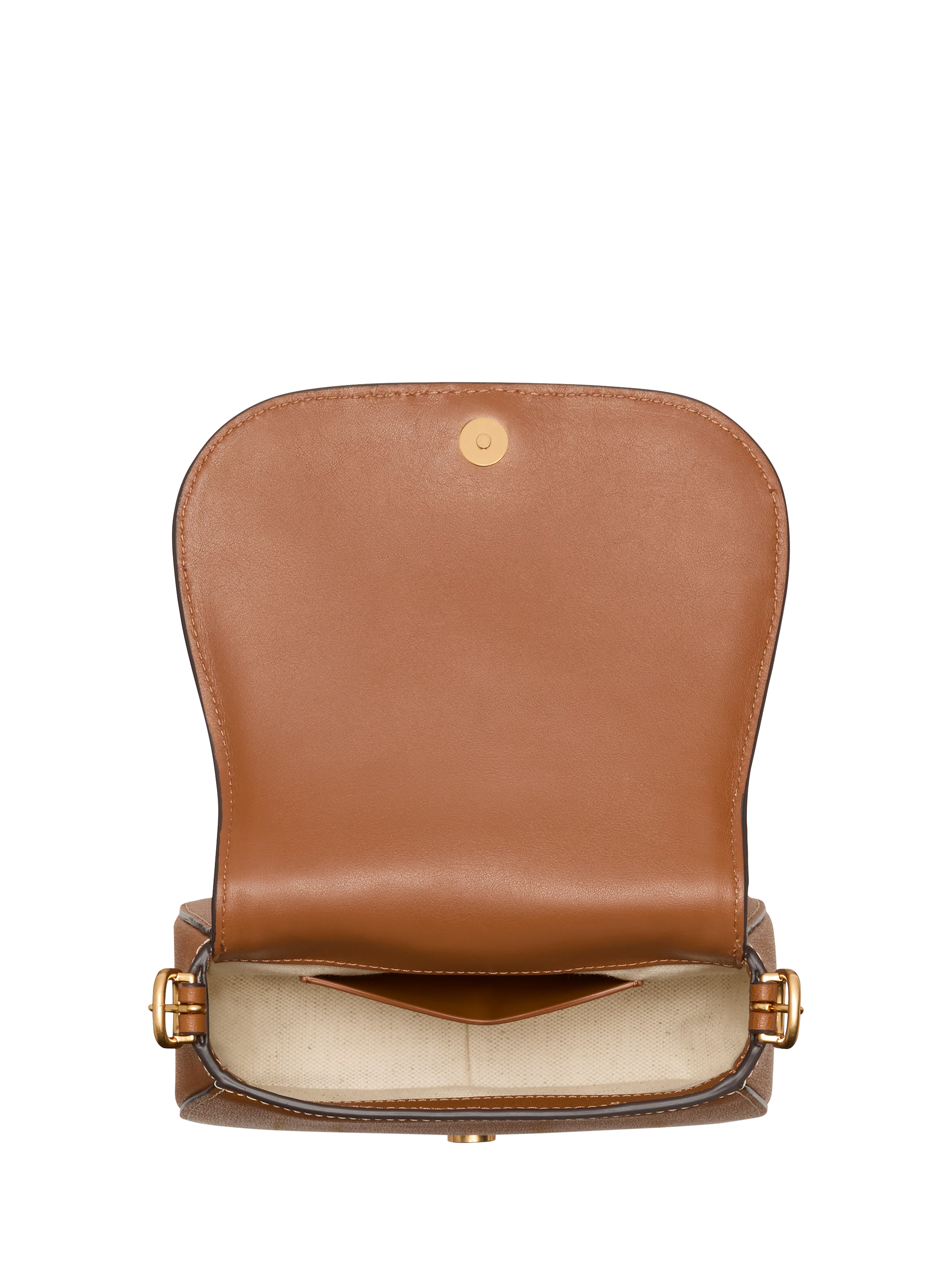 Product image 4 of 5, which shows kate spade new york Nouveau Leather Raffia Mini Saddle Bag, Brown/Multi