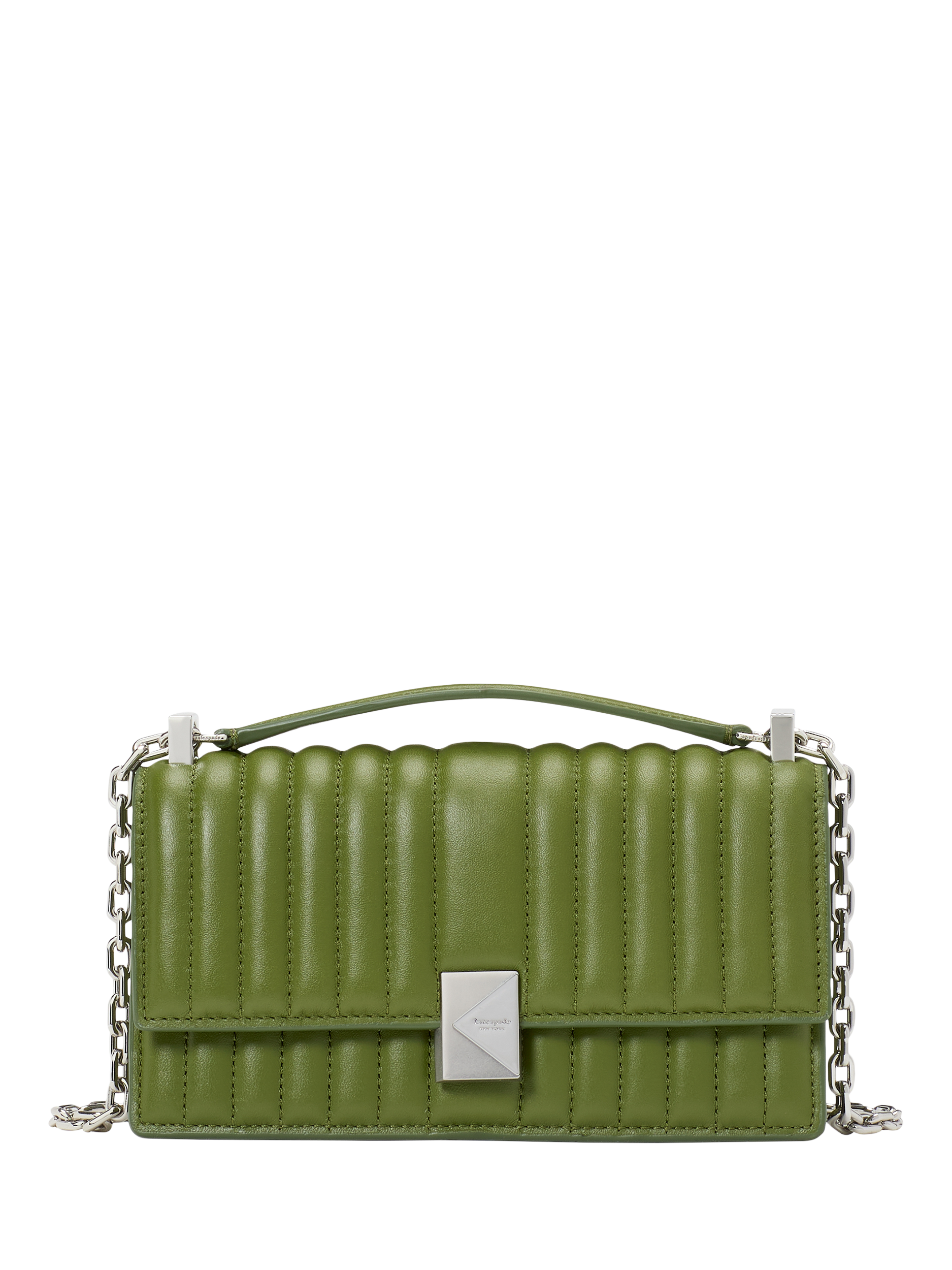 Product image 1 of 5, which shows kate spade new york Deco Quilted Leather Crossbody Bag, Jungle Vine