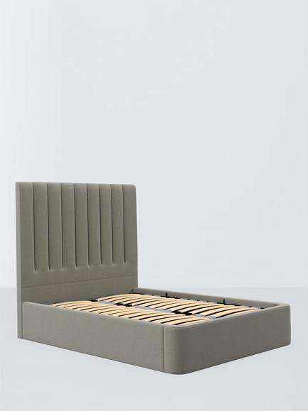 John Lewis Onslow Non-Winged Ottoman Storage Upholstered Bed Frame, Double, Soft Touch Chenille Grey