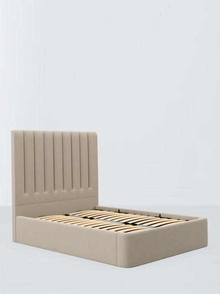 John Lewis Onslow Non-Winged Ottoman Storage Upholstered Bed Frame, King Size, Brushed Tweed Beige