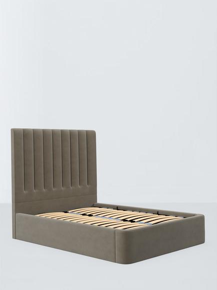 John Lewis Onslow Non-Winged Ottoman Storage Upholstered Bed Frame, King Size, Matte Velvet Mink