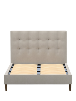 John Lewis Express Arlo Upholstered Bed Frame, Double - view 2, Cotton Effect Beige