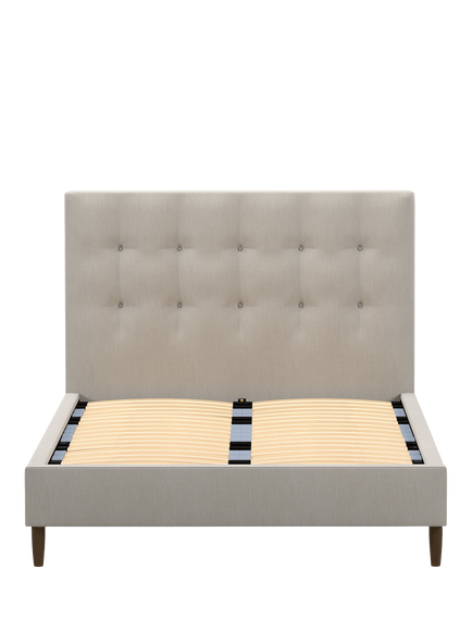John Lewis Express Arlo Upholstered Bed Frame, Double - view 2, Cotton Effect Beige