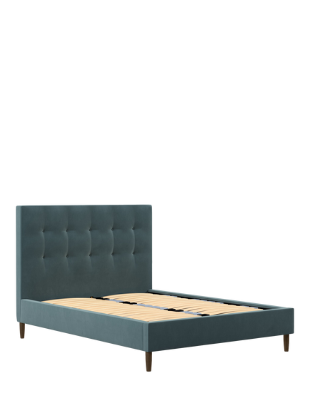 John Lewis Express Arlo Upholstered Bed Frame, Double, Deep Velvet Petrol