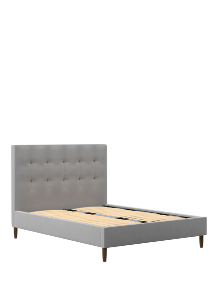 John Lewis Express Arlo Upholstered Bed Frame, Double, Deep Velvet Steel