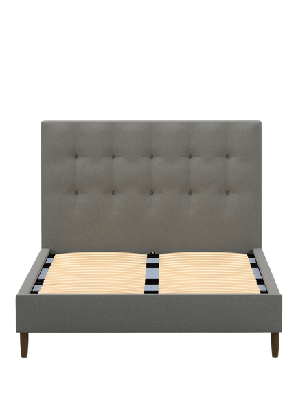 John Lewis Express Arlo Upholstered Bed Frame, Double - view 2, Soft Twill Smoke