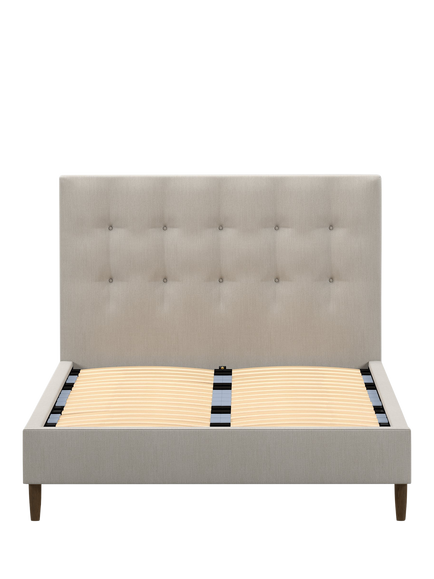 John Lewis Express Arlo Upholstered Bed Frame, King Size - view 2, Cotton Effect Beige