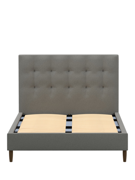 John Lewis Express Arlo Upholstered Bed Frame, King Size - view 2, Soft Twill Smoke