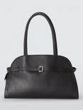 John Lewis Leather Crescent Triple Tote Bag, Black