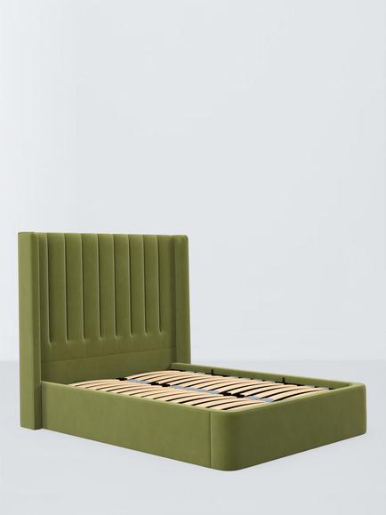 John Lewis Onslow Winged Ottoman Storage Upholstered Bed Frame, King Size, Deep Velvet Olive