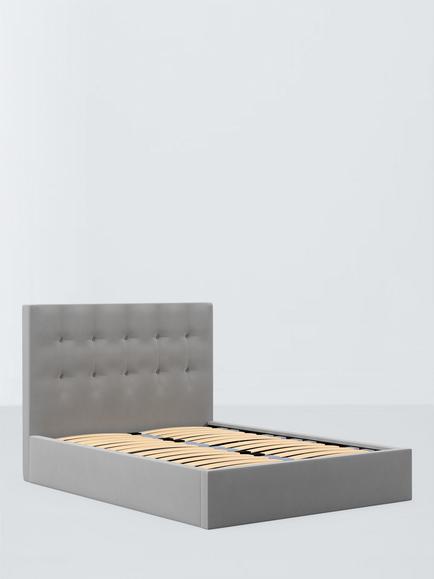 John Lewis Express Arlo Ottoman Storage Upholstered Bed Frame, Double, Deep Velvet Steel