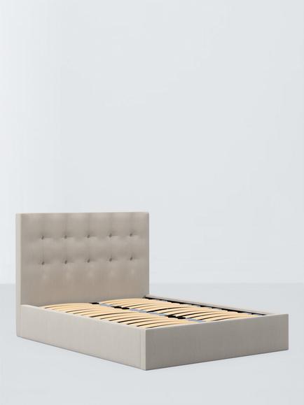 John Lewis Express Arlo Ottoman Storage Upholstered Bed Frame, King Size, Cotton Effect Beige